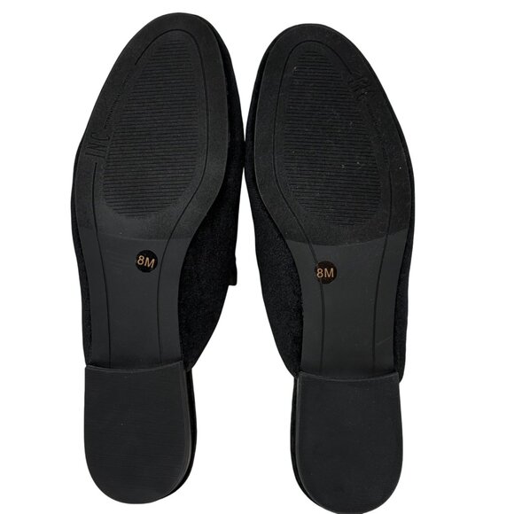 INC Black Bug Gannie 5 Velvet Rhinestone Dragonfly Bumblebee 8 Mules Flats READ - Picture 9 of 11